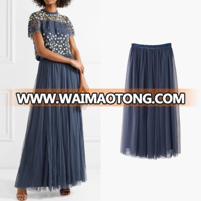 Women's fashion long pleated skirts High Waist Formal Long Maxi Pleated Skirts Women bridal dress