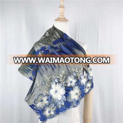 fashion formal dress flower lace blue golden silver floral embroidered paillette lace fabric 3d lace beaded fabric textile