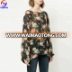 China supplier women summer transparent floral printed blouse